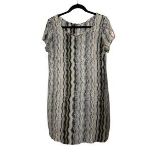 Ella Moss Women's Short Sleeve Striped Casual Boho Shift Dress Size L Mu…